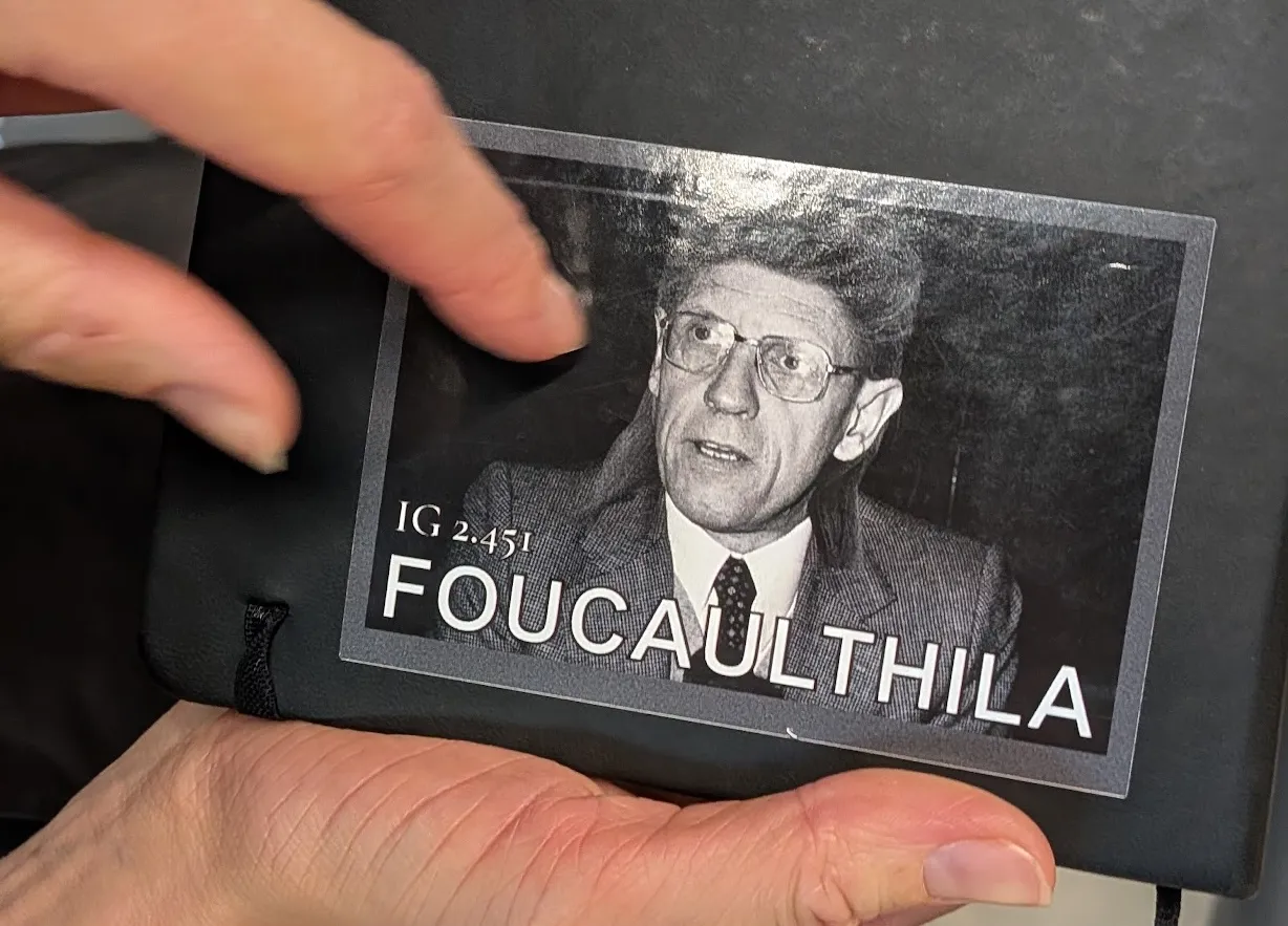 a sticker on a notebook