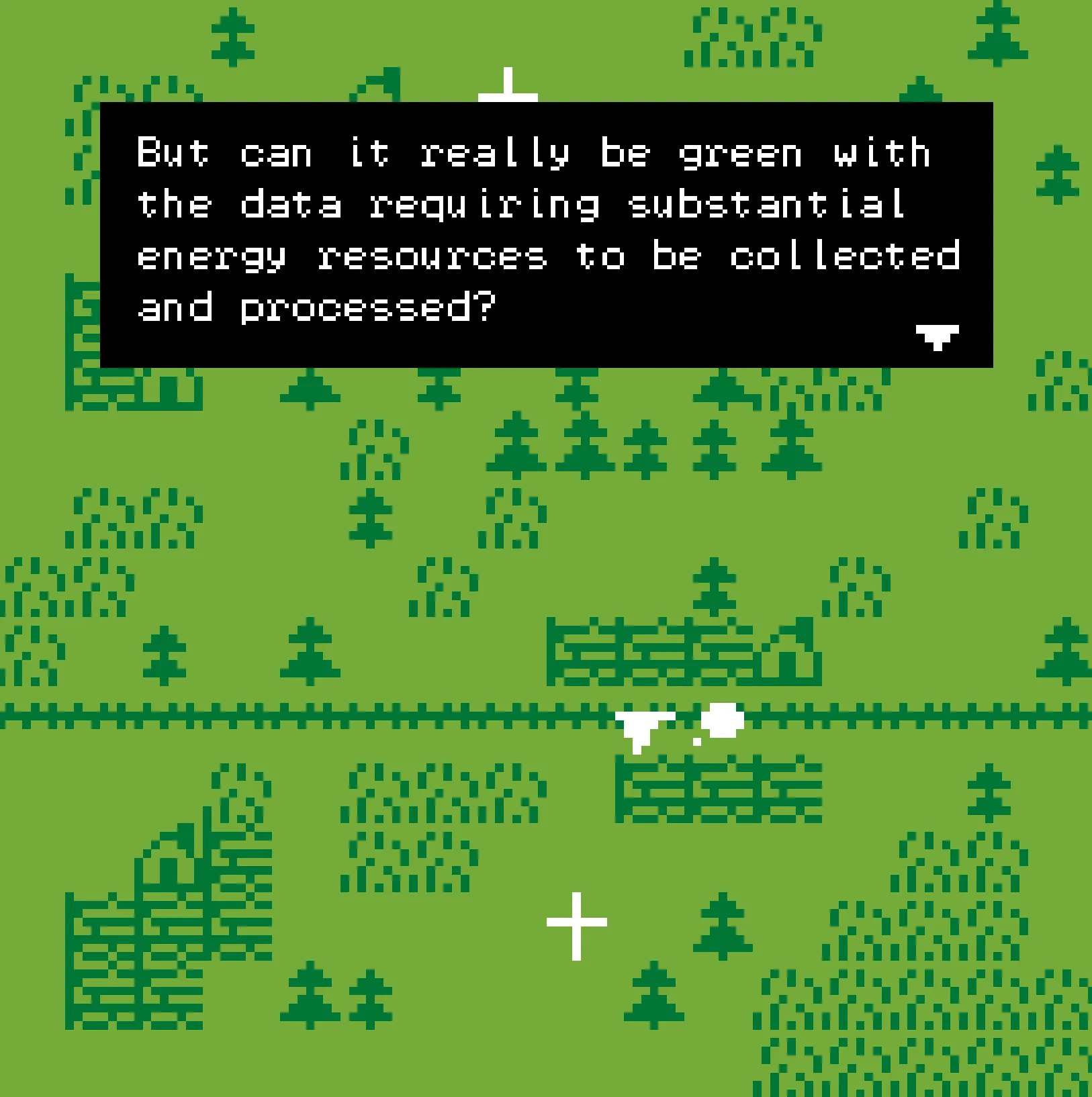 Game still, 8 bit style game disability scene