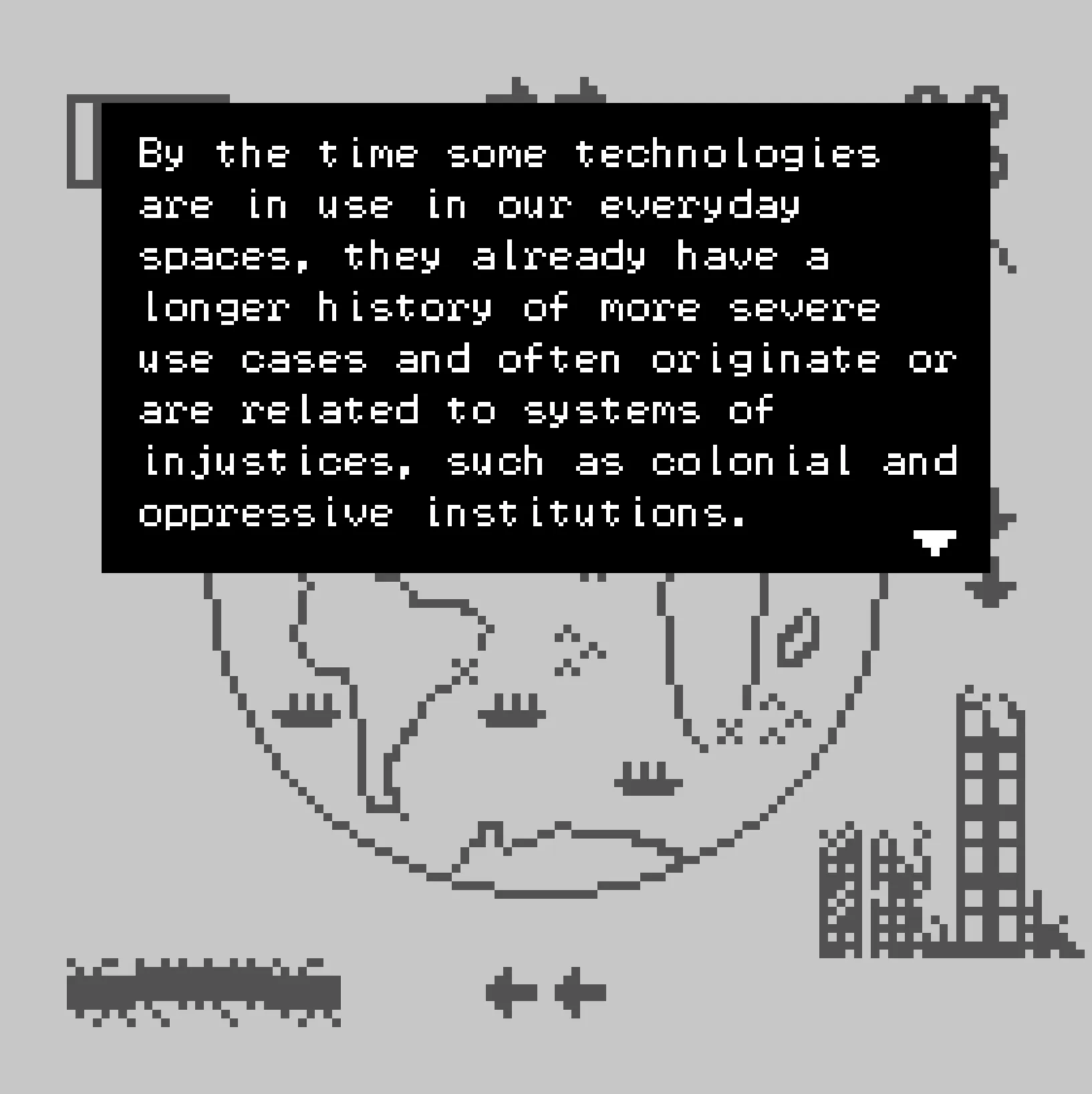 Game still, 8 bit style game history scene